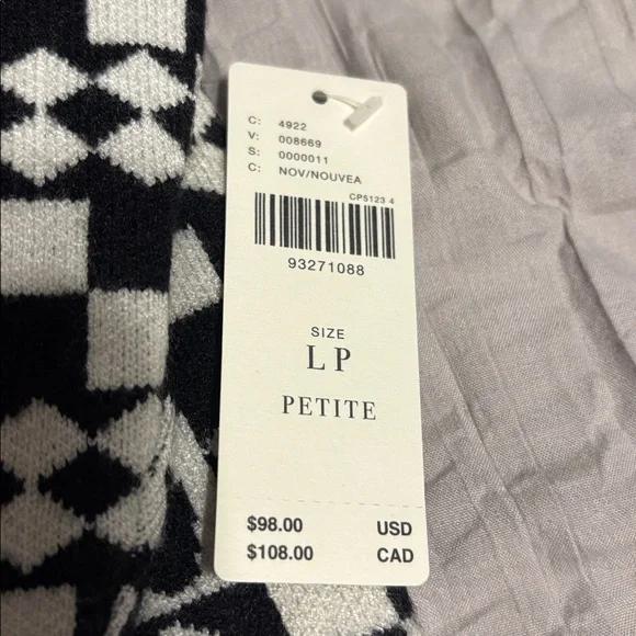 Maeve Black and White Geometric Turtleneck Sweater - Picture 5 of 5